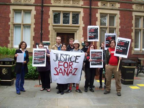 Protesting outside ICS at Leeds University
